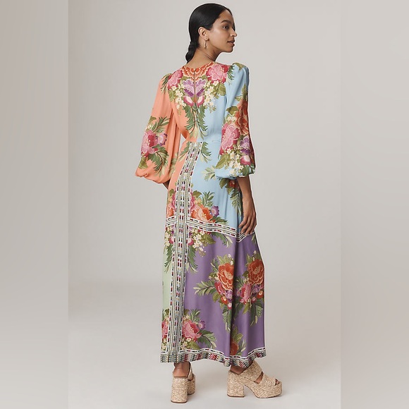 Farm Rio x Anthropologie Long-Sleeve V-Neck Maxi Dress XL NWT - Picture 2 of 6